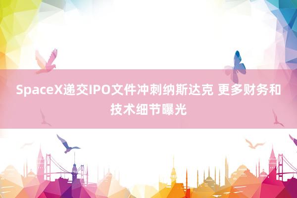 SpaceX递交IPO文件冲刺纳斯达克 更多财务和技术细节曝光